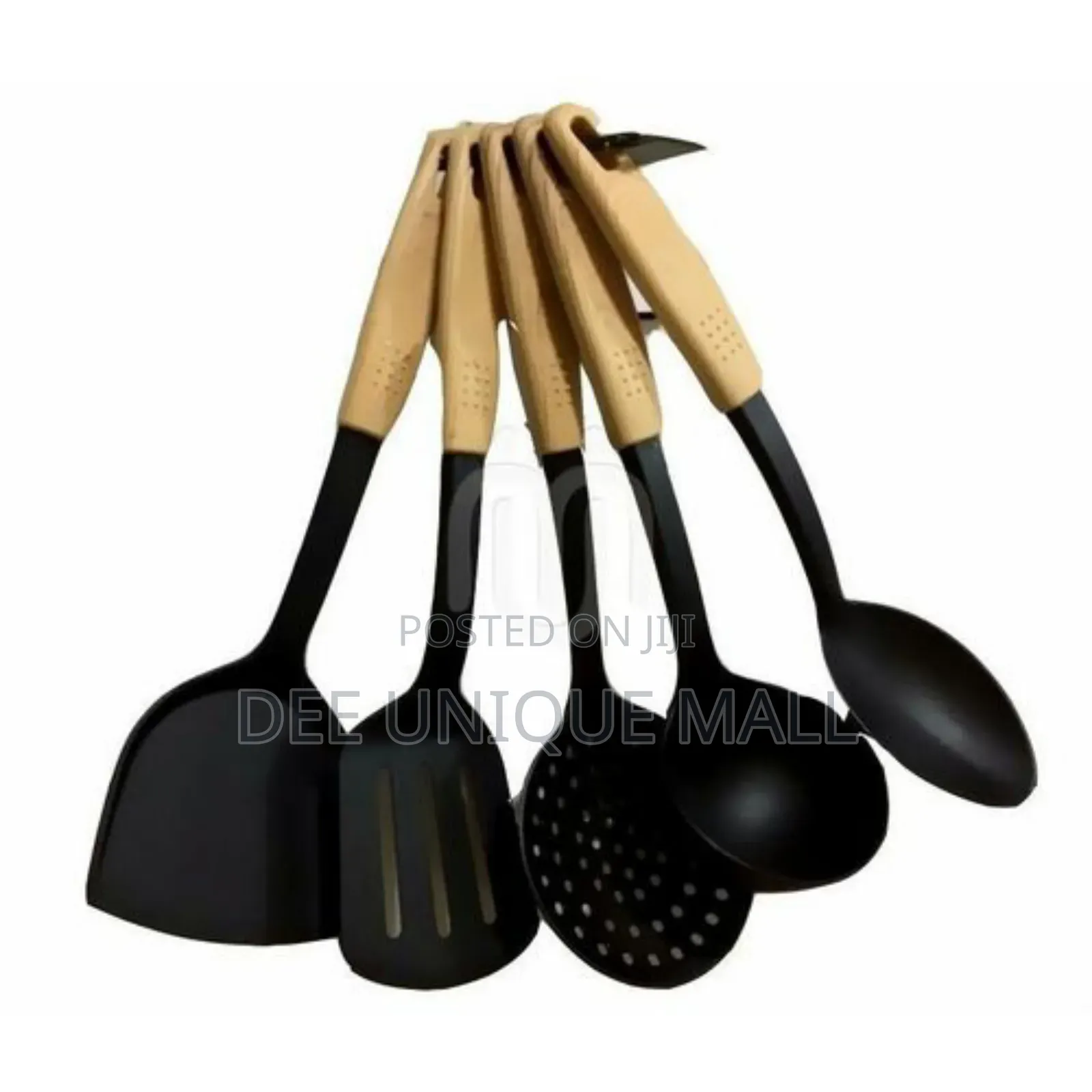 5pcs - Silicon Non-Stick Cooking Spoon Set - Black