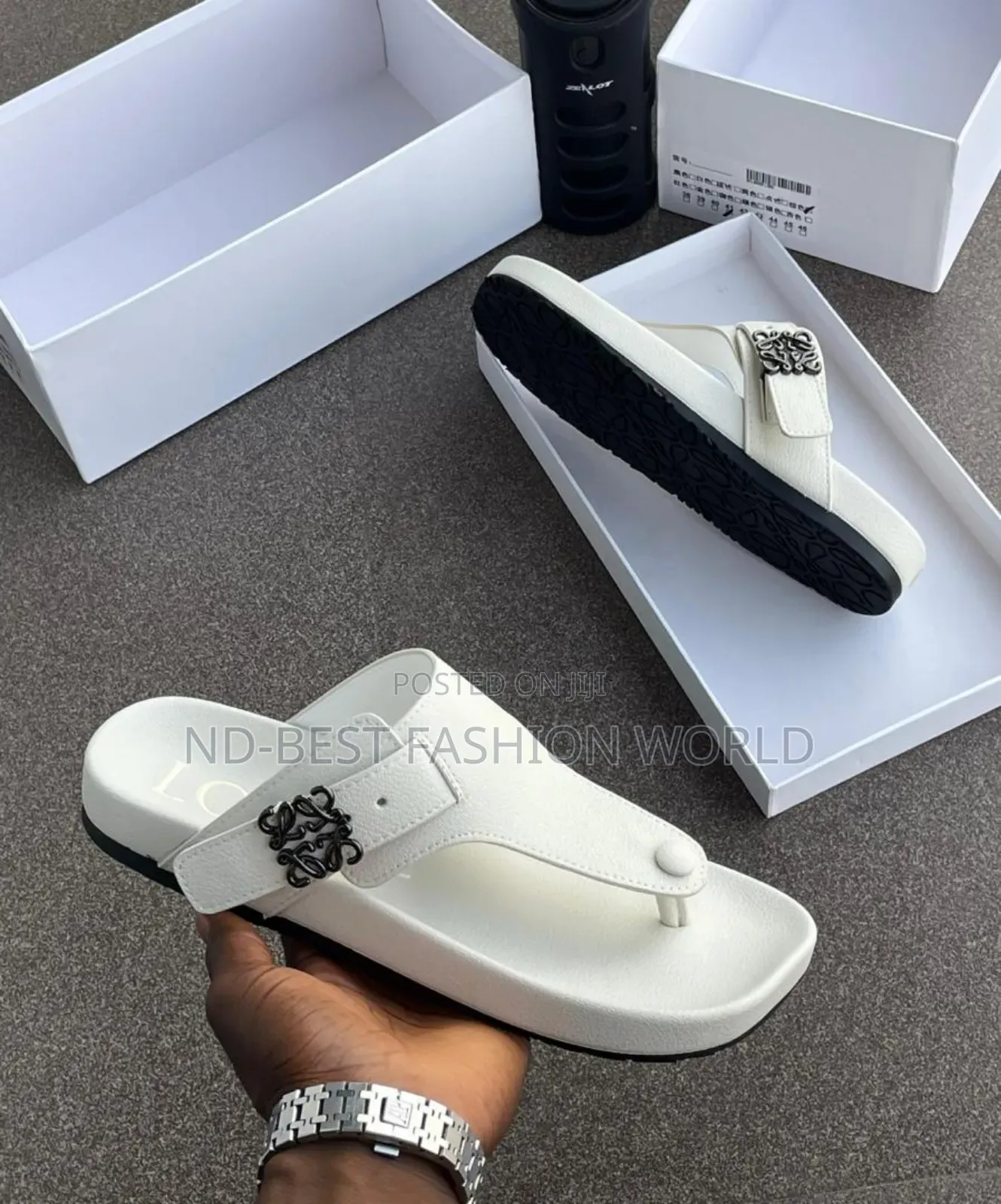 White Leather Slippers