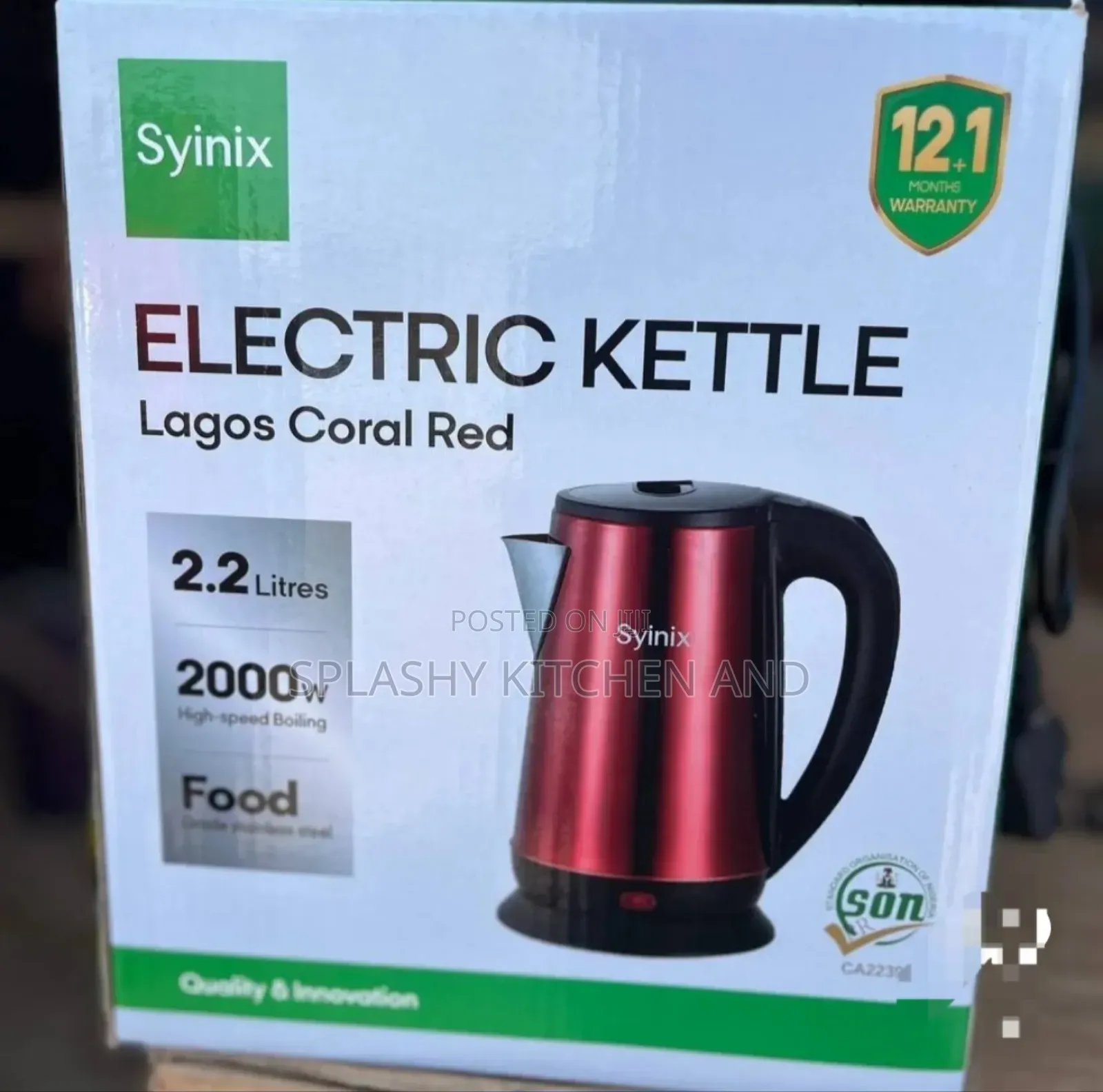 Syinix Colored Electric Kettle 2.2l