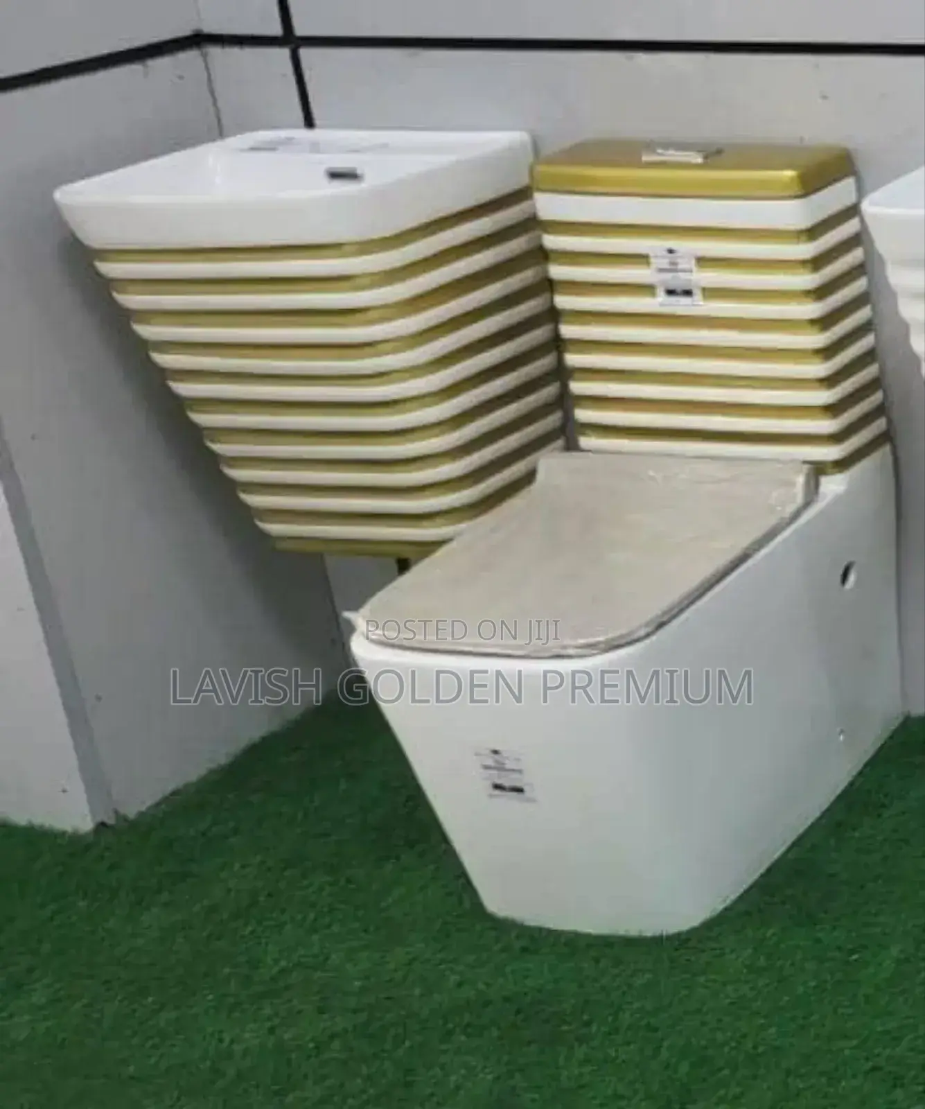 Zibra White-Golden Super Executive Water Closet Toilet Wc