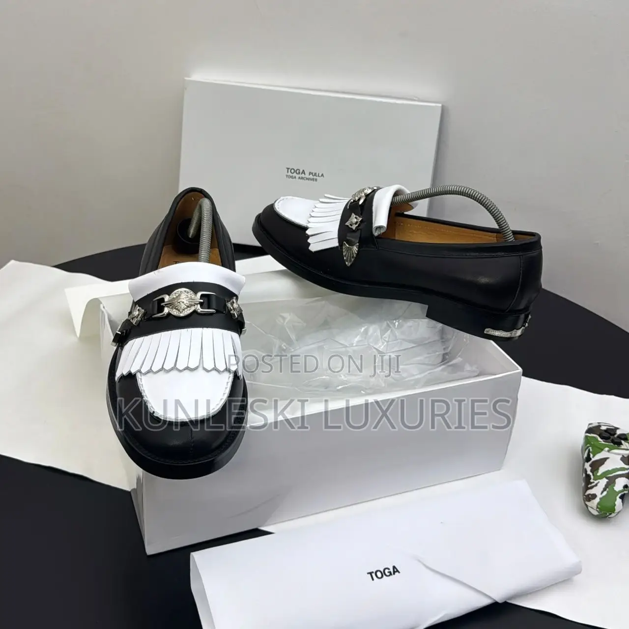 Original Toga Virilis Two Toned Buckled Leather Fringed Loafers Shoe