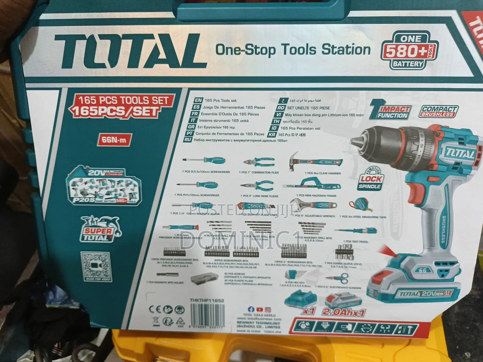Total 165-piece Tool Set With A 20v Cordless Impact Dril