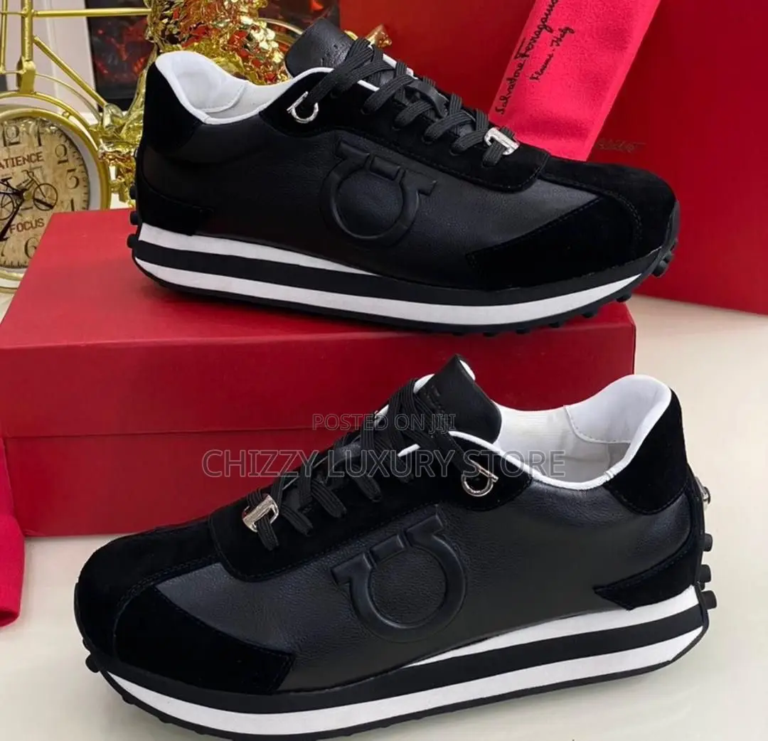 Salvatore Ferragamo Quality Luxury Men Black Sneakers