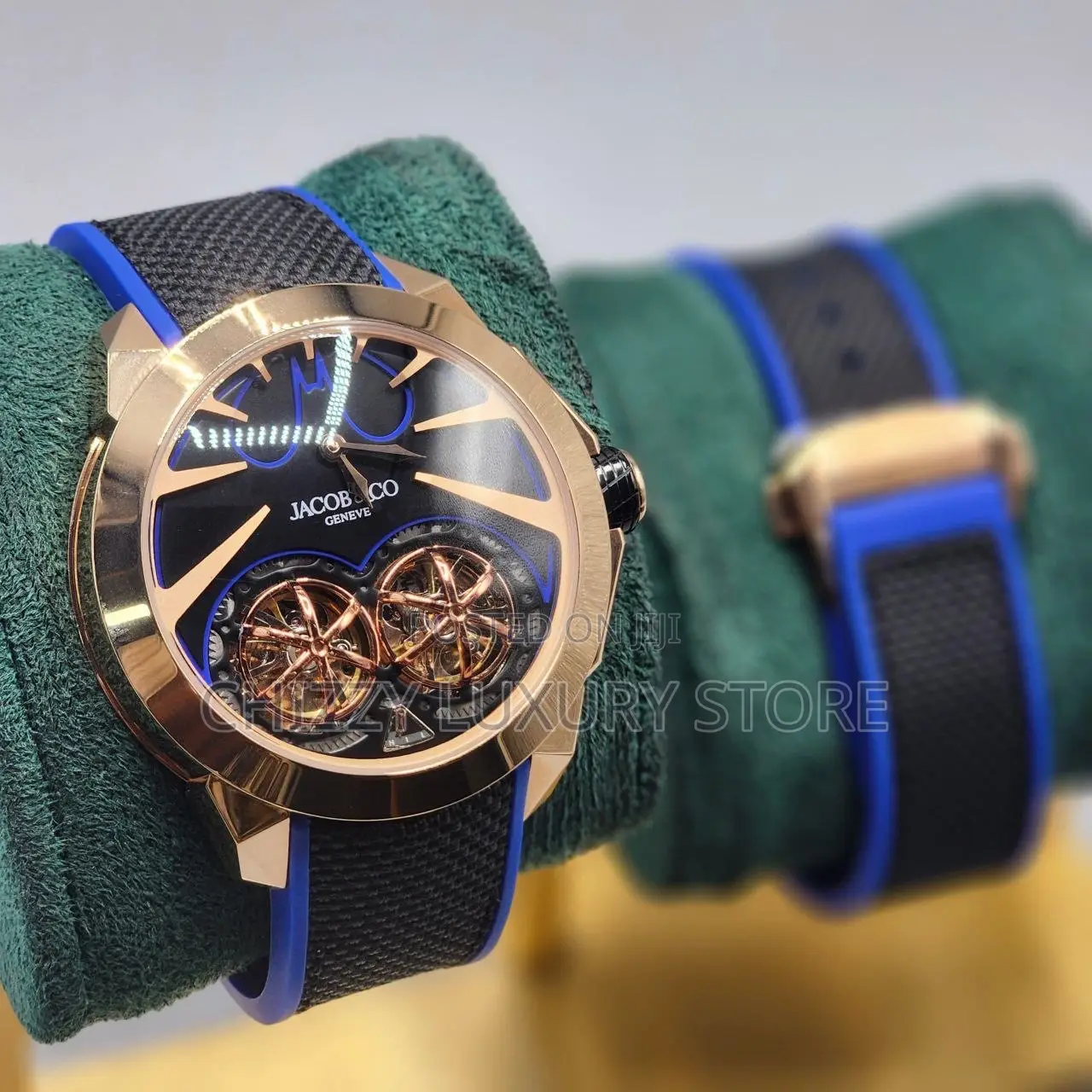 Jacob Co Quality Luxury Chronograph Genuine Leather Strap Wristwatch