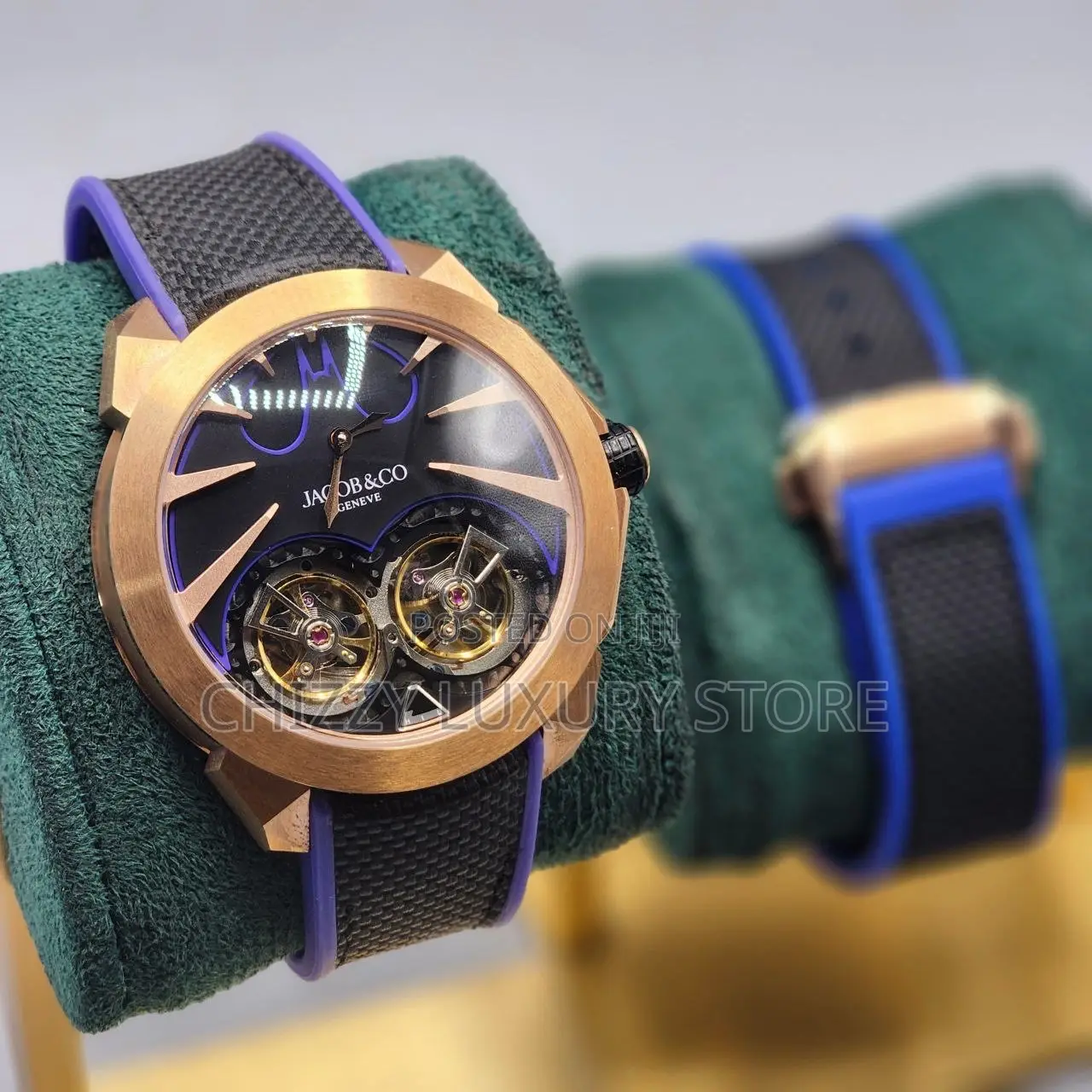 Jacob Co Quality Luxury Chronograph Genuine Leather Strap Wristwatch