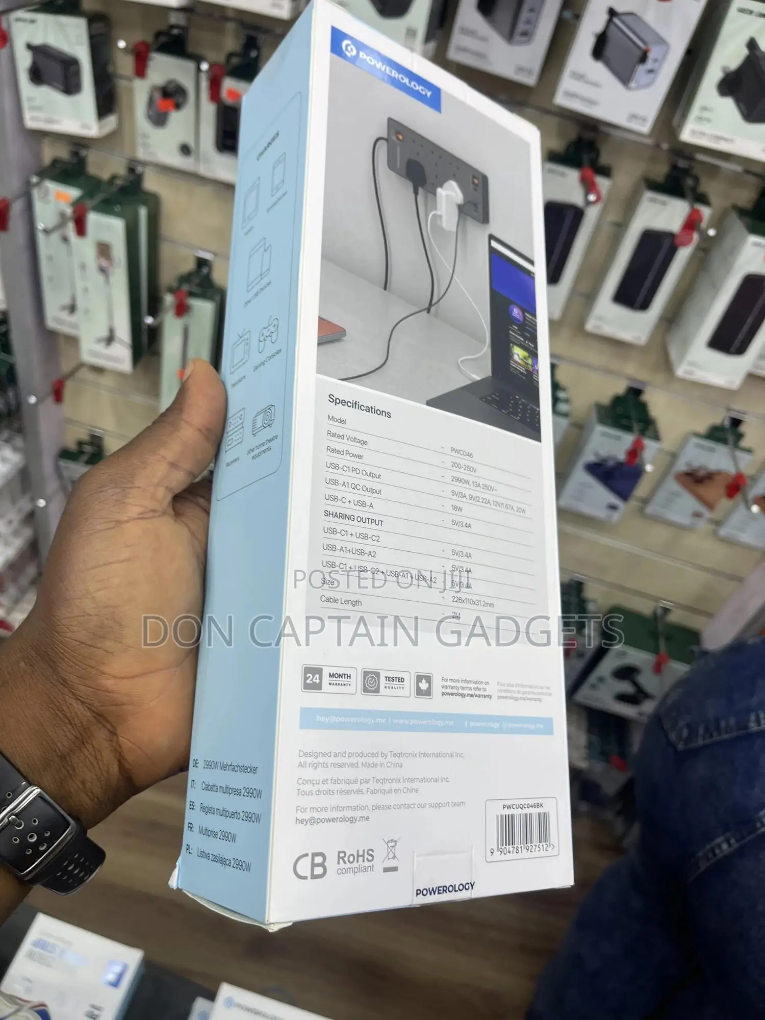 Powerology 6ac 2990w Power Strip Pd 20w