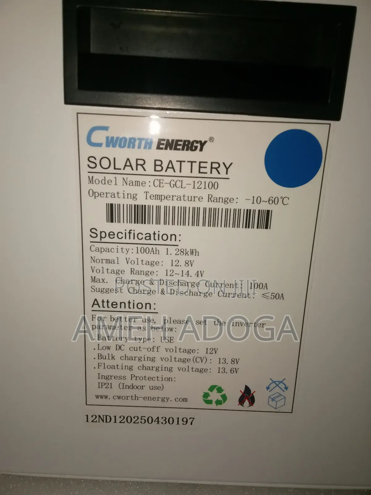 Cworth 12v 1.3kwh Lithium Battery With Free Delivery