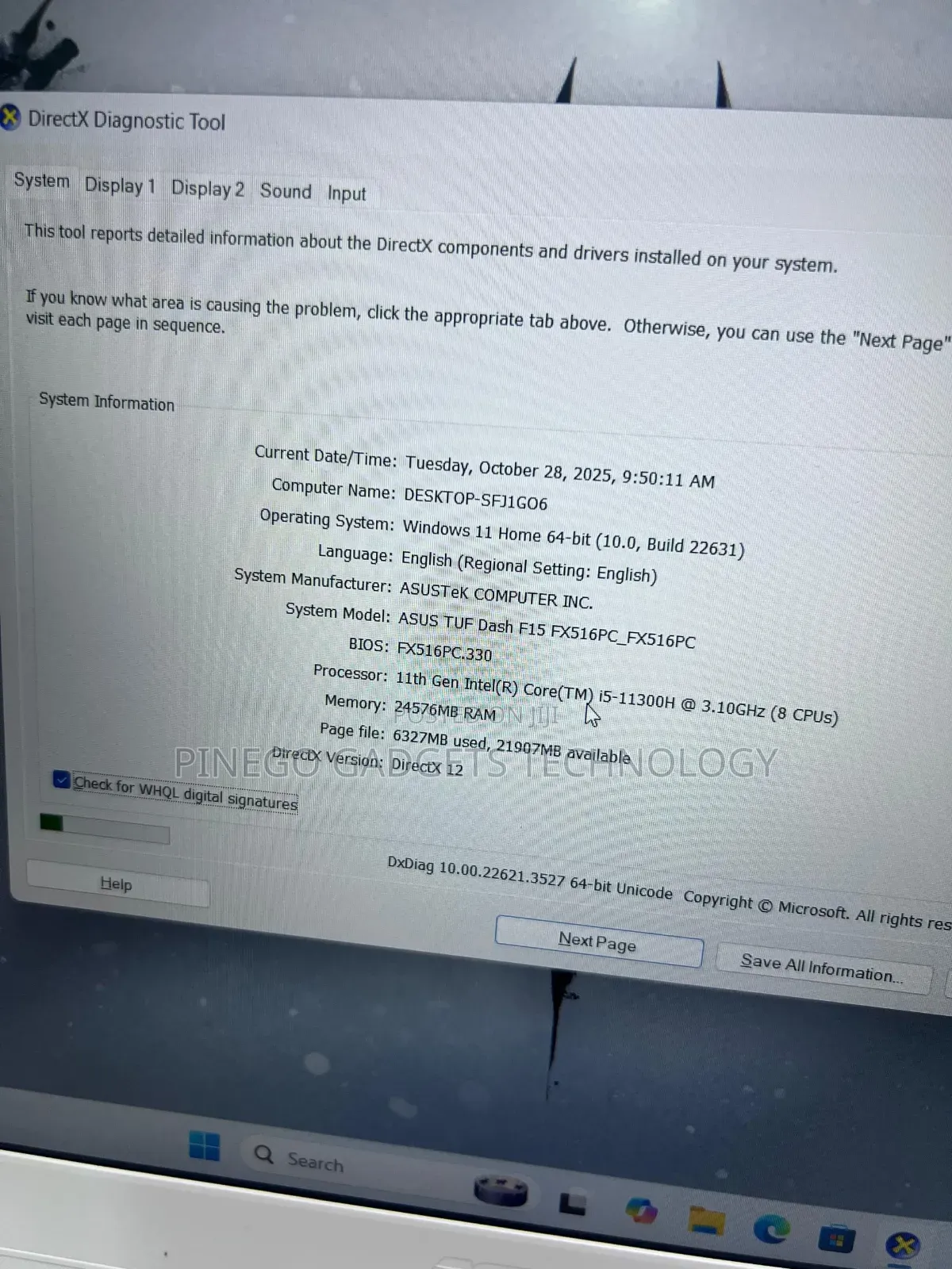 Laptop Asus TUF Dash F15 16GB Intel Core I5 SSD 512GB
