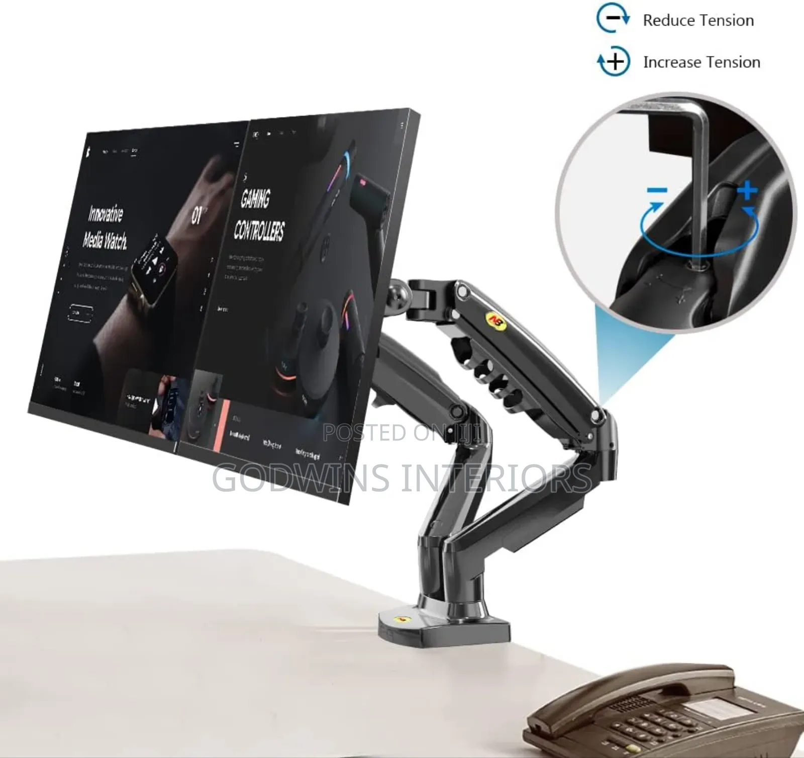 Heavy Duty Dual Monitor Desk Mount