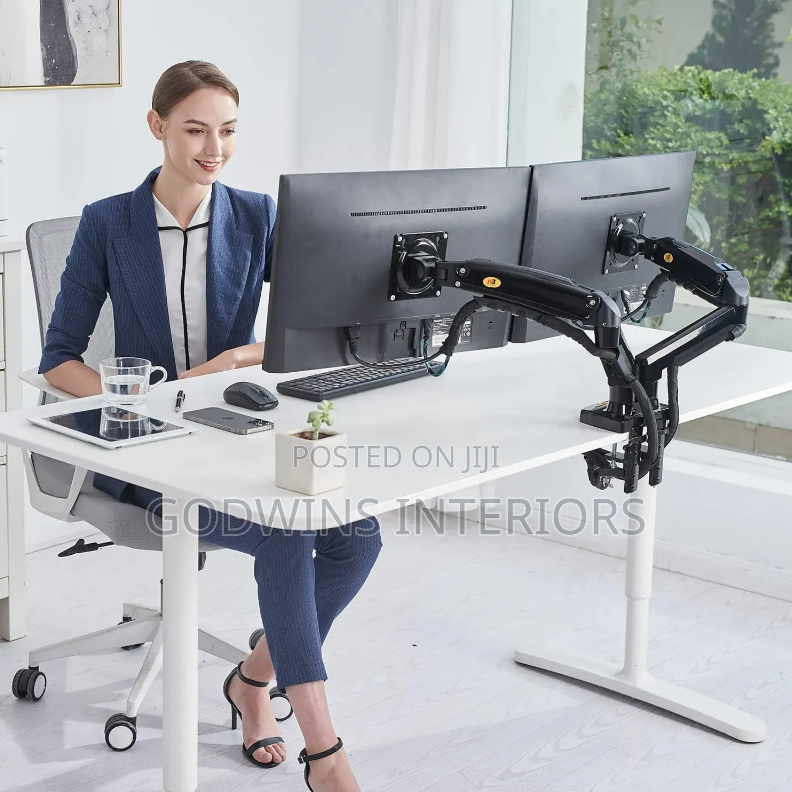 Heavy Duty Dual Monitor Desk Mount
