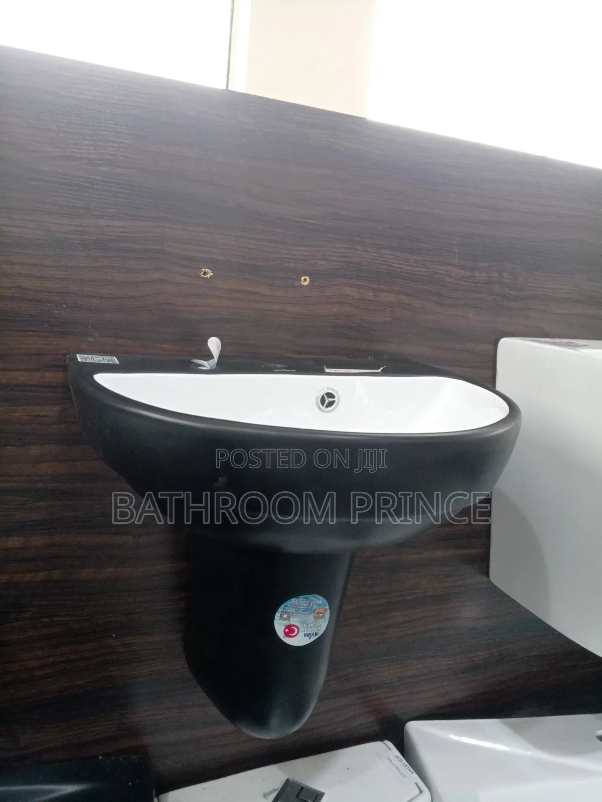 Black and White Wall Hung Basin and Pedestal