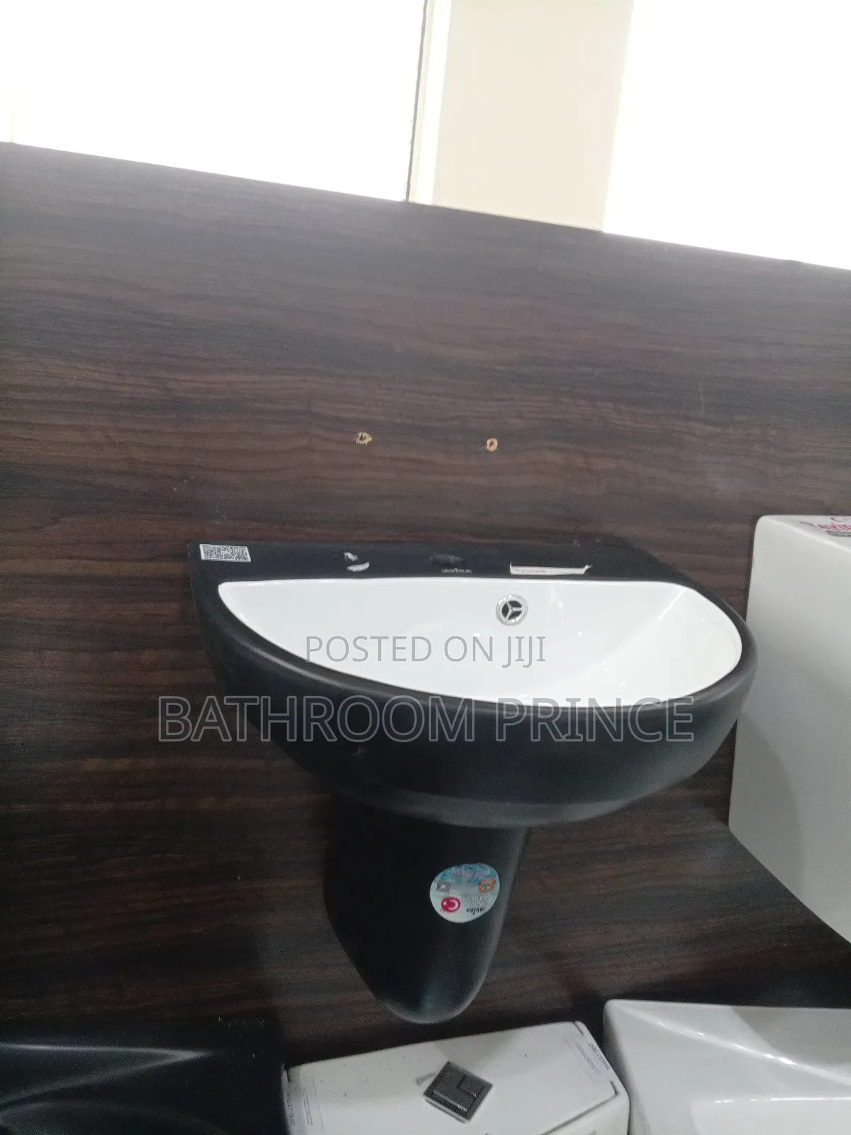Black and White Wall Hung Basin and Pedestal