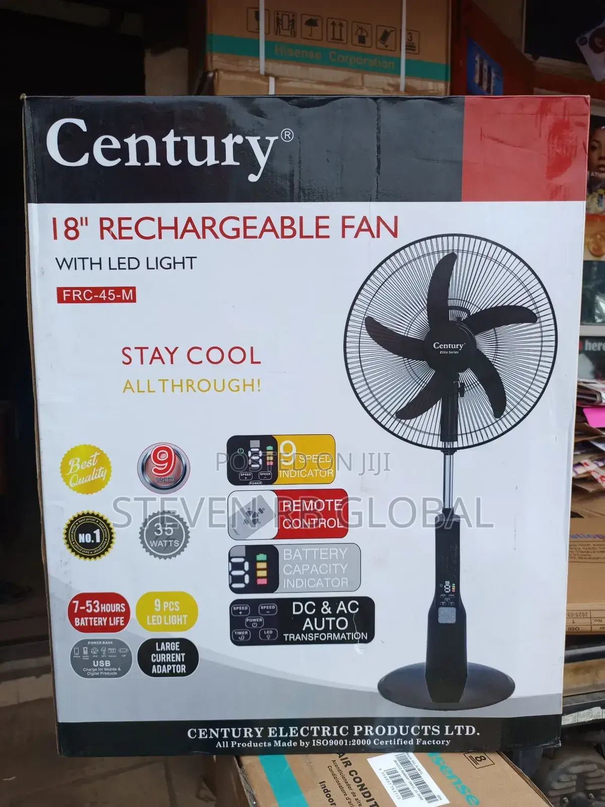 Century 18" Rechargeable Fan (Model: FRC 45-M) – 5 Blade Technology