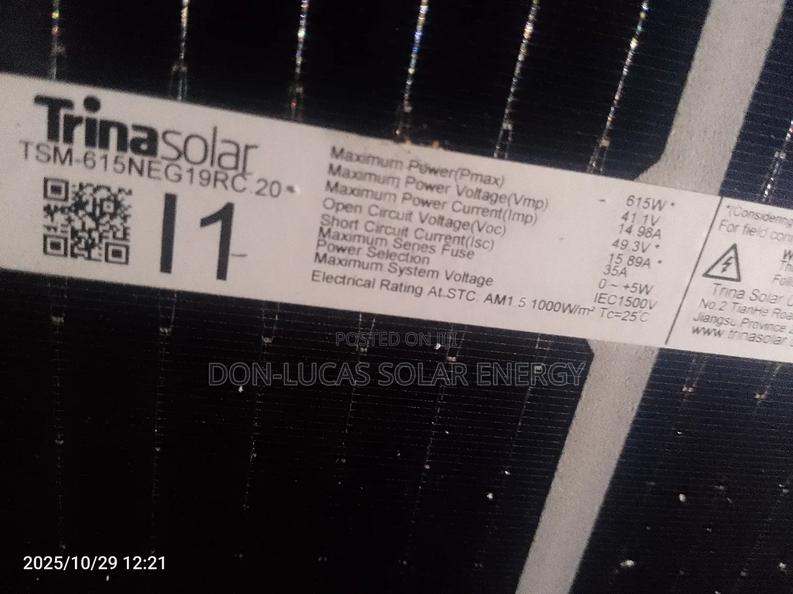 Trina Solar Panel 615w 144cell