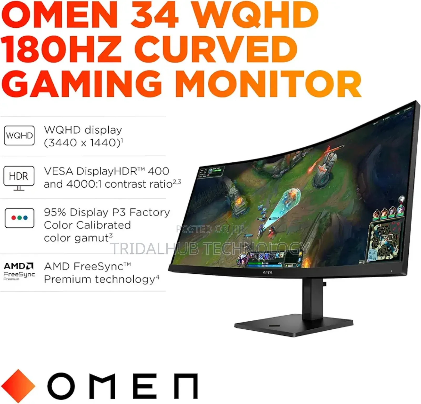 Hp Omen 34c 34" Curved Gaming Monitor