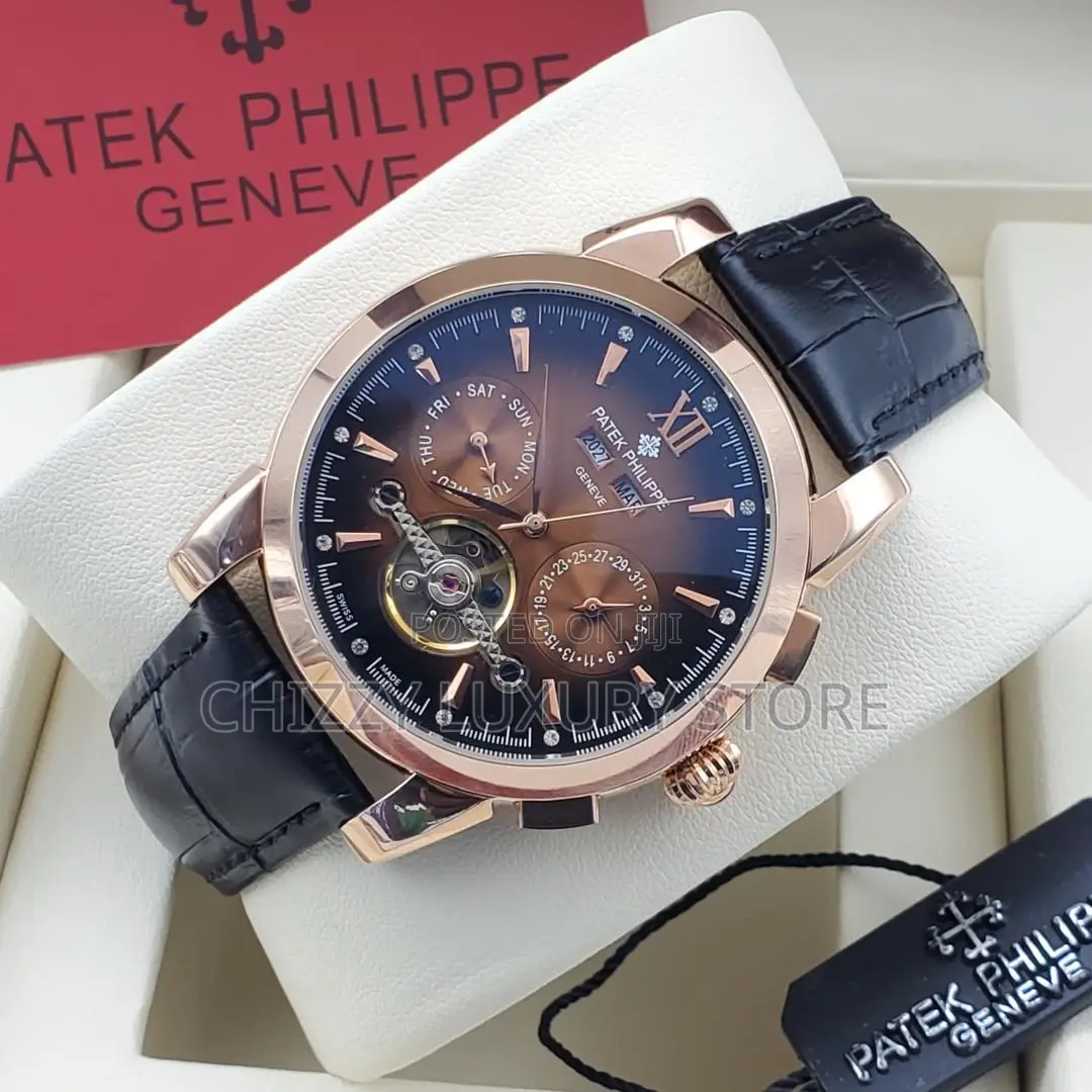 Patek Philippe Quality Luxury Men Genuine Leather Wristwatch