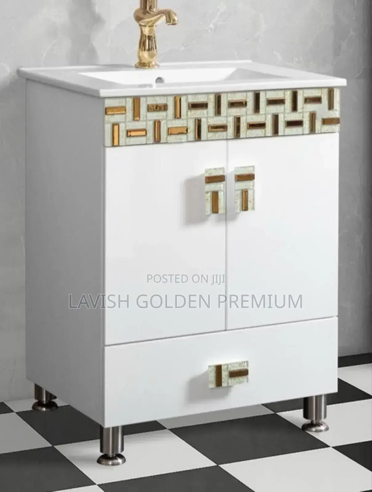Bathroom Vanity With a Basin Sink and Cabinet