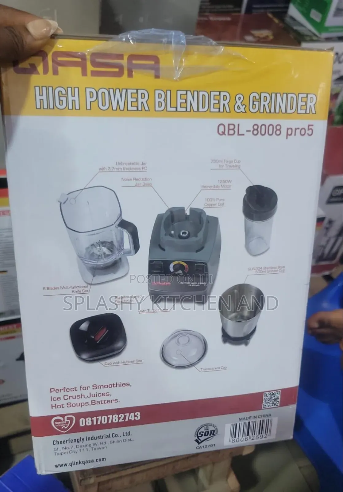 Qasa QBL-8008 Pro5 1500w Blender – High Power Grinder