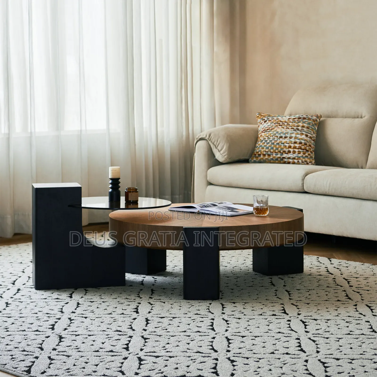 Modern Wooden Centre Table And 1 Side Stool