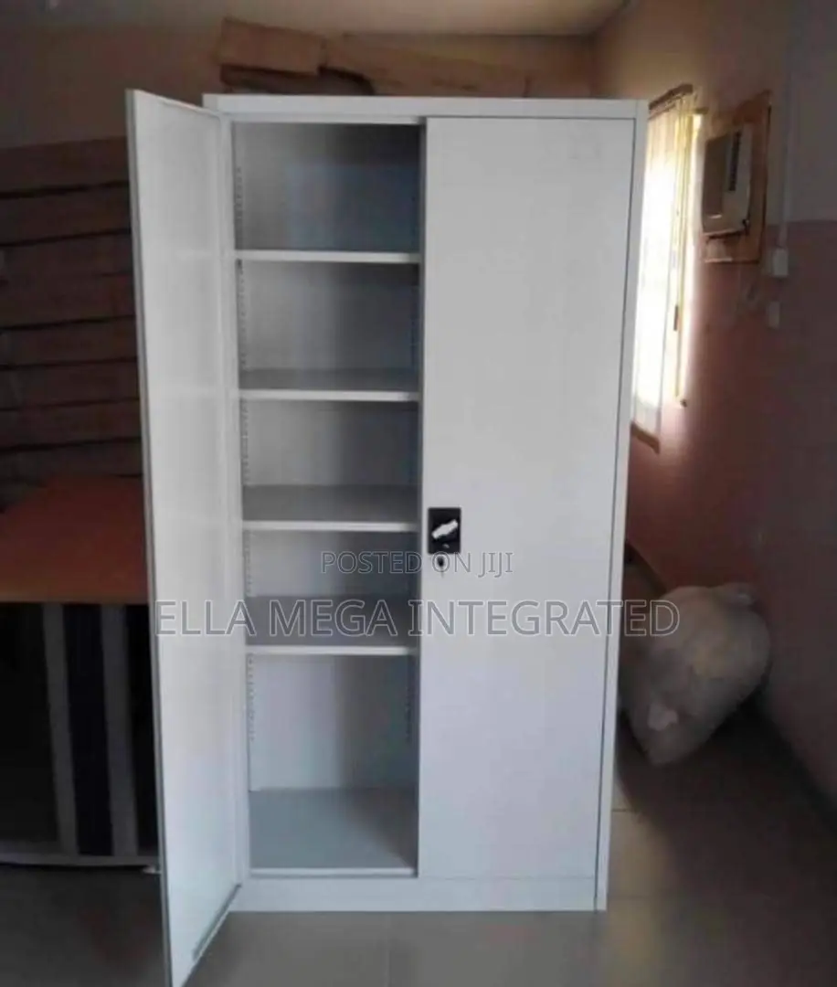 Metal Shelves Storage With 2 Doors Open