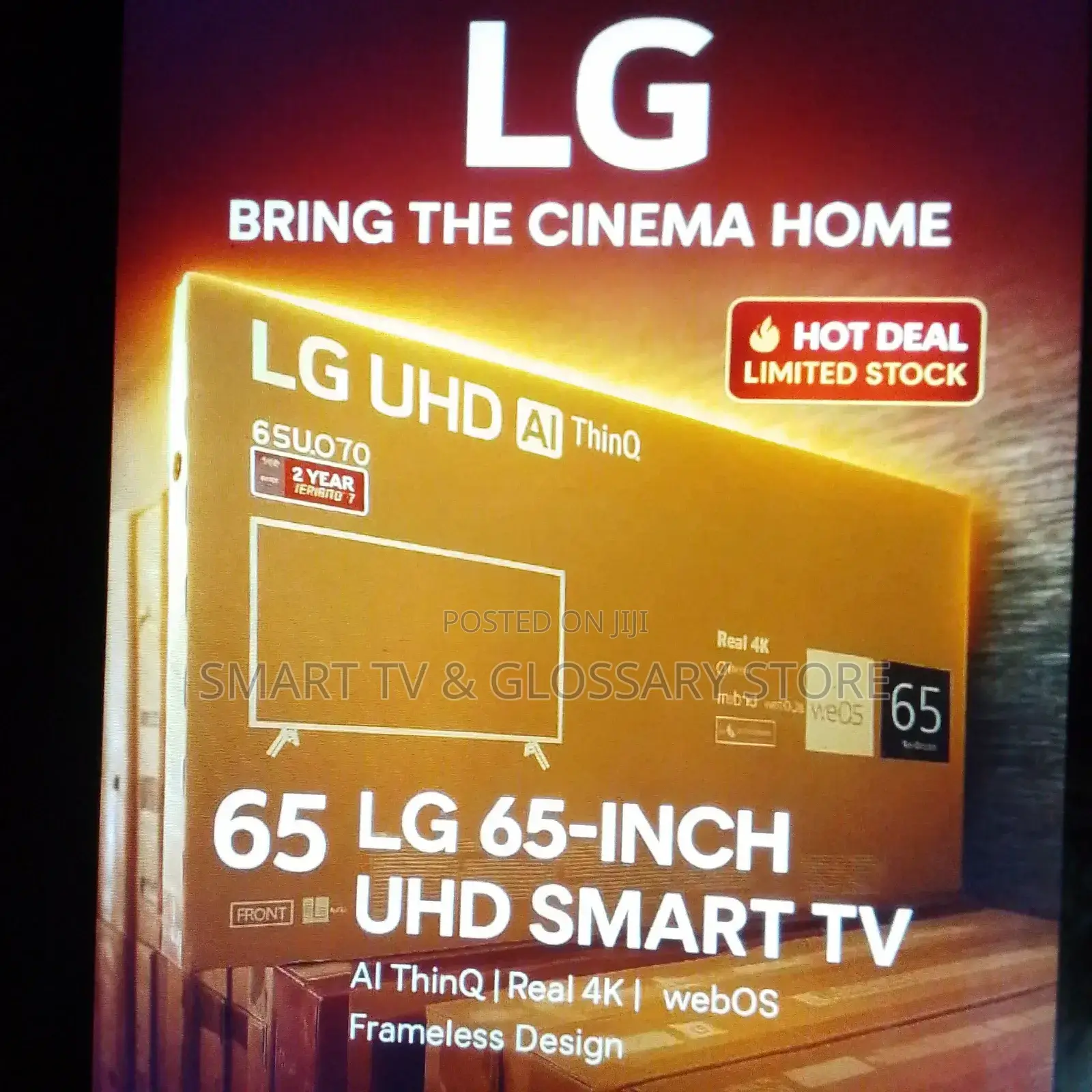 65 Inches Smart Tv With Building Showcasing Apps Real 