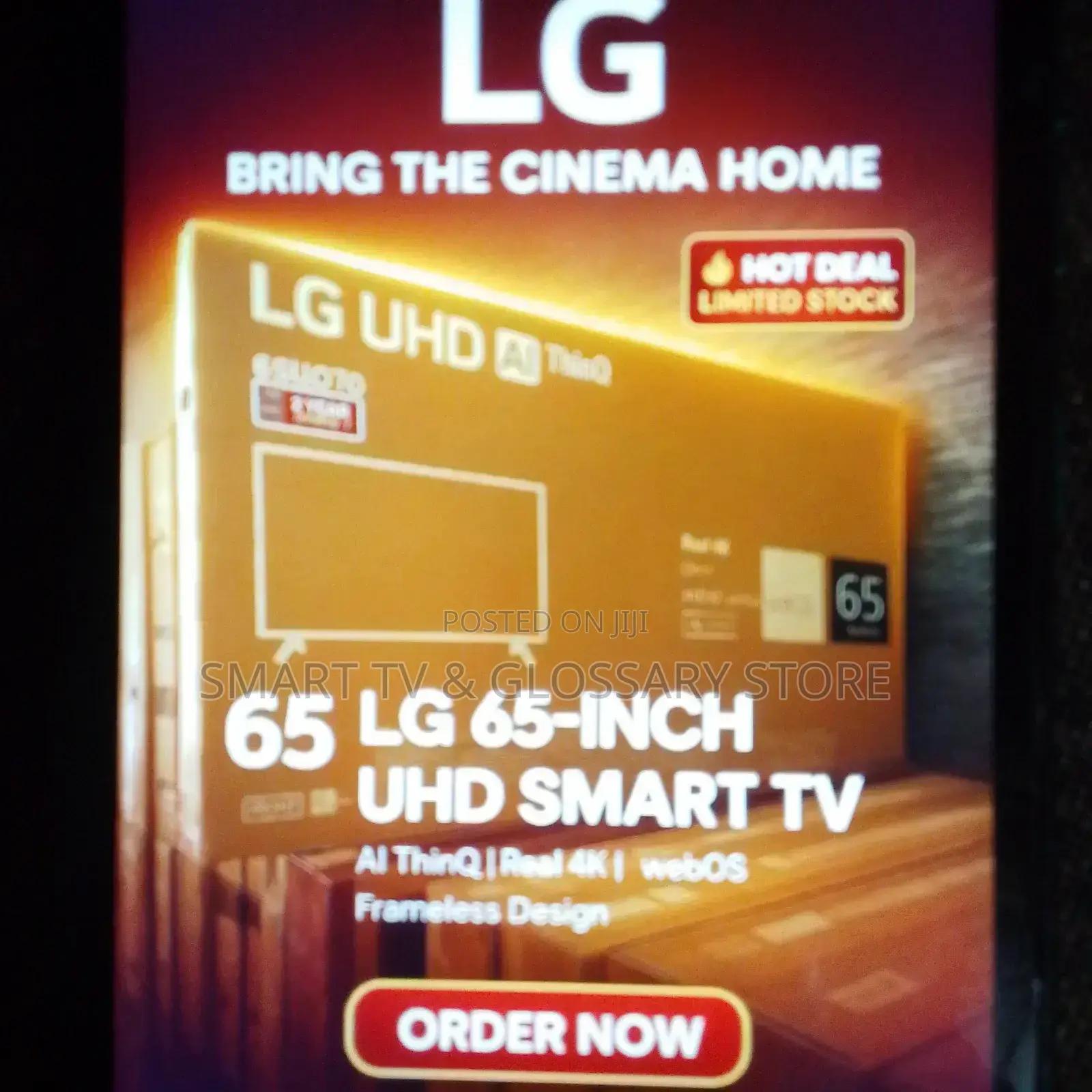 65 Inches Smart Tv With Building Showcasing Apps Real 