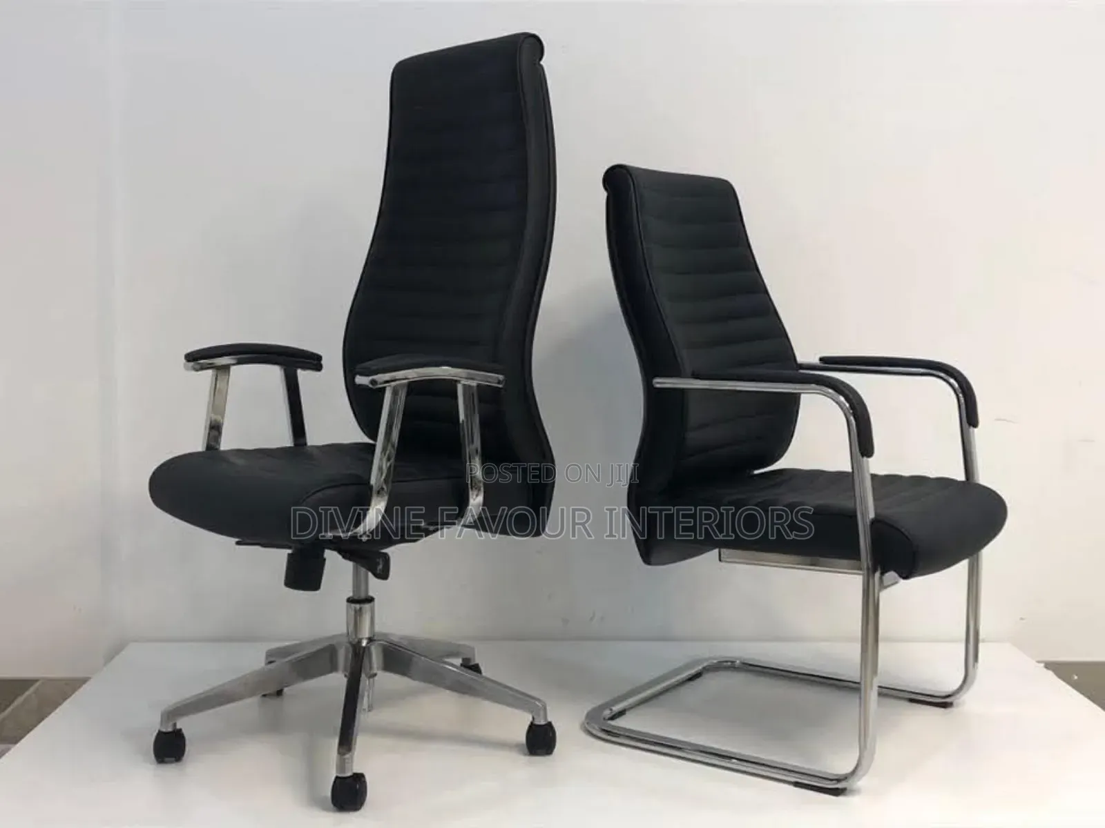 Reclining High Office Chair - Black 2sets