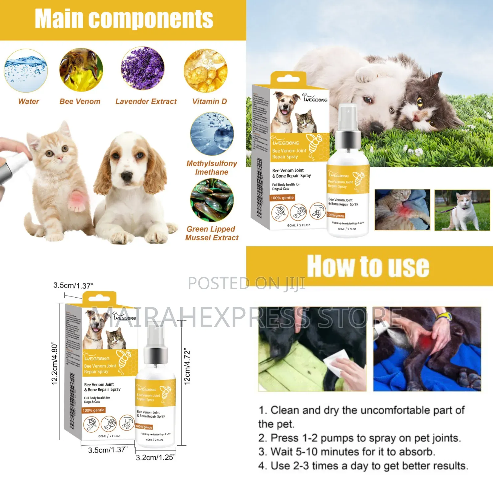 Original Bee Venom Joint Bones Spray for Dogs/Cats (Hmk)