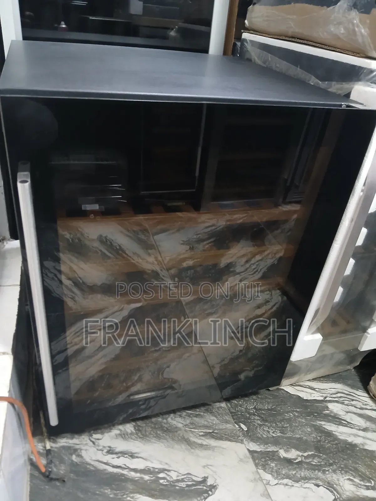 Caple 60cm Black Glass Frame Wine Chiller.