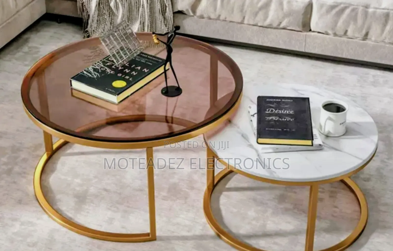 2 In 1 Modern Luxury Marble/Tempered Glass Round Nordic Center Tables