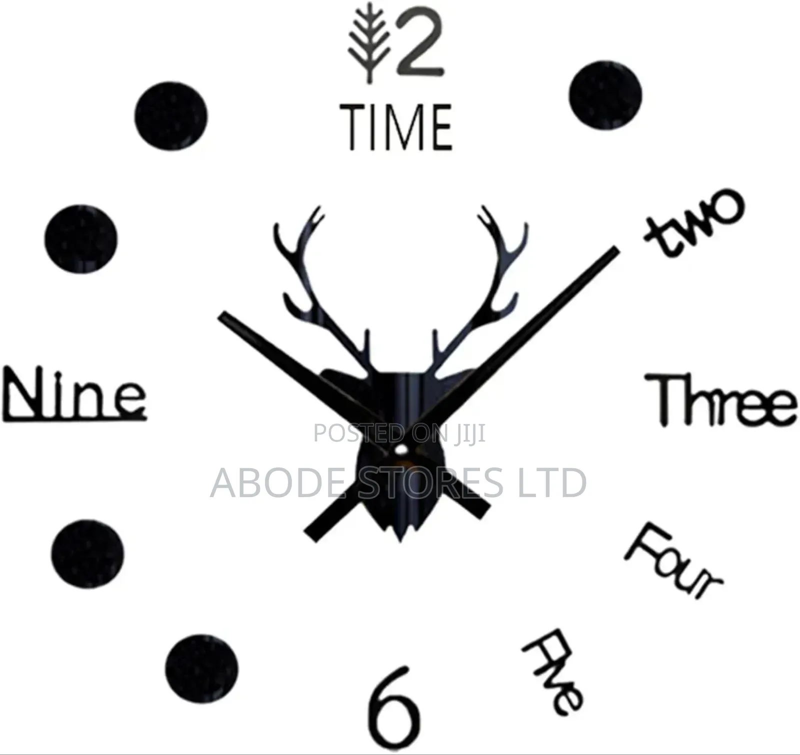 Deer Diy Wall Clock Black - 40cm