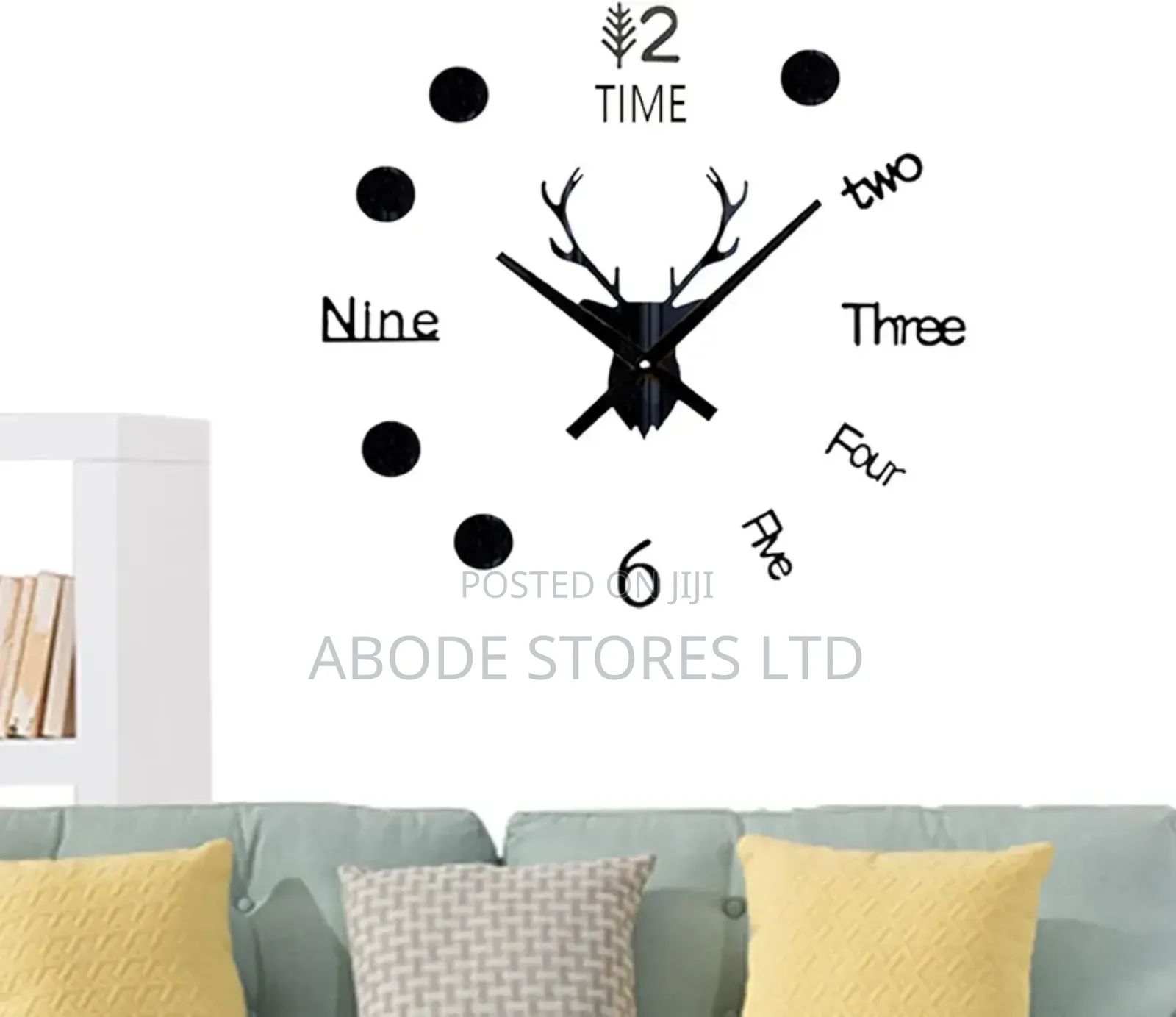 Deer Diy Wall Clock Black - 40cm