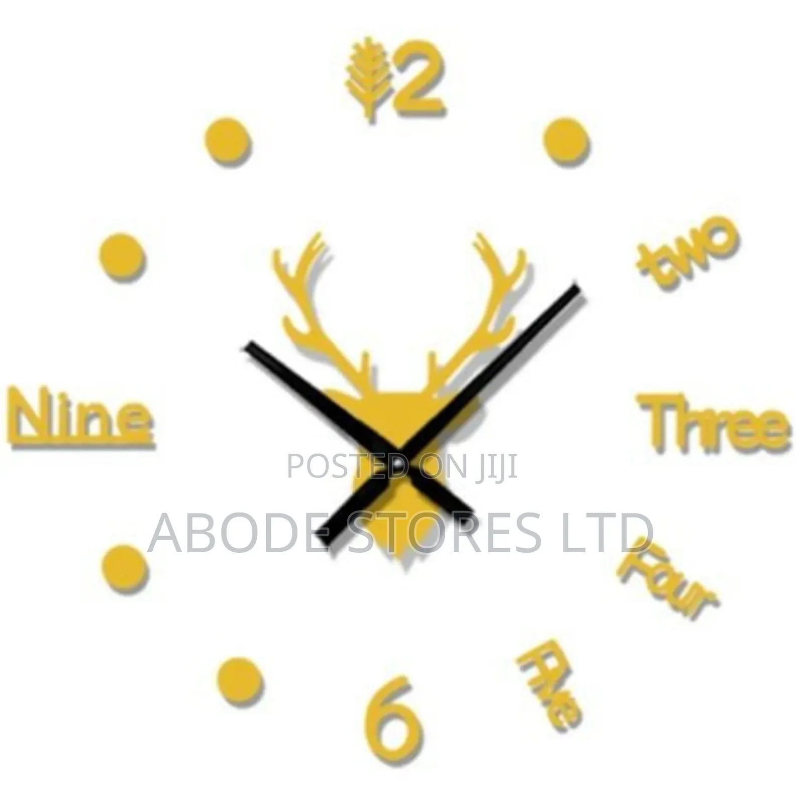 Deer Head Diy Wall Colock 40cm Gold