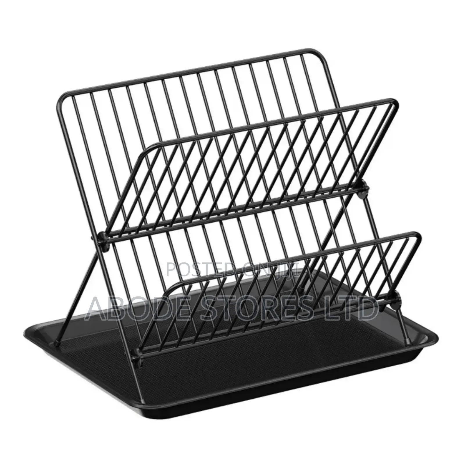Portable Collapsible Metal Dish Drainer With Tray Black