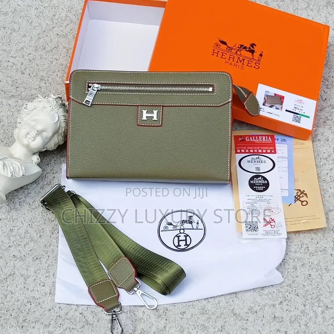 Hermes Quality Luxury Men Genuine Leather Cross Bag