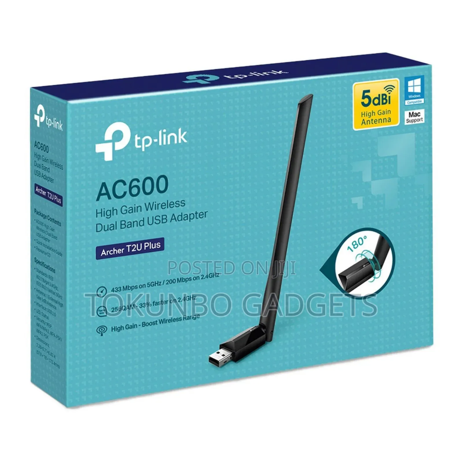 Tp-Link Archer T2u Plus Ac600 High Gain Wireless Dual Band Usb Adapter