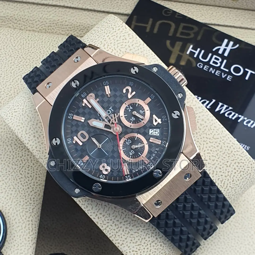 Hublot Quality Luxury Men Rubber Strap Wristwatch
