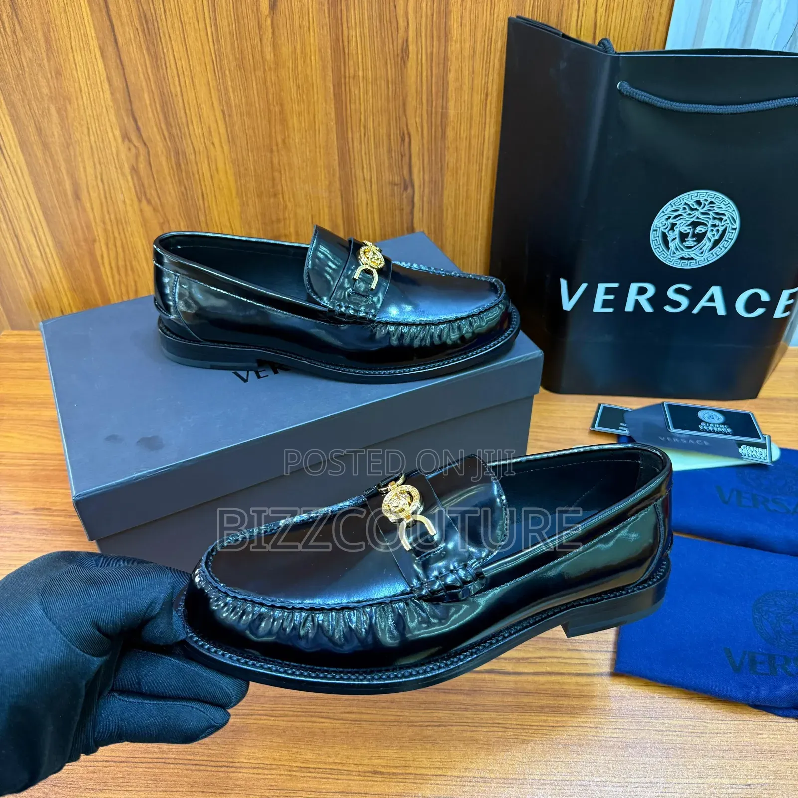 Original Versace Leather Loafers Available in Store