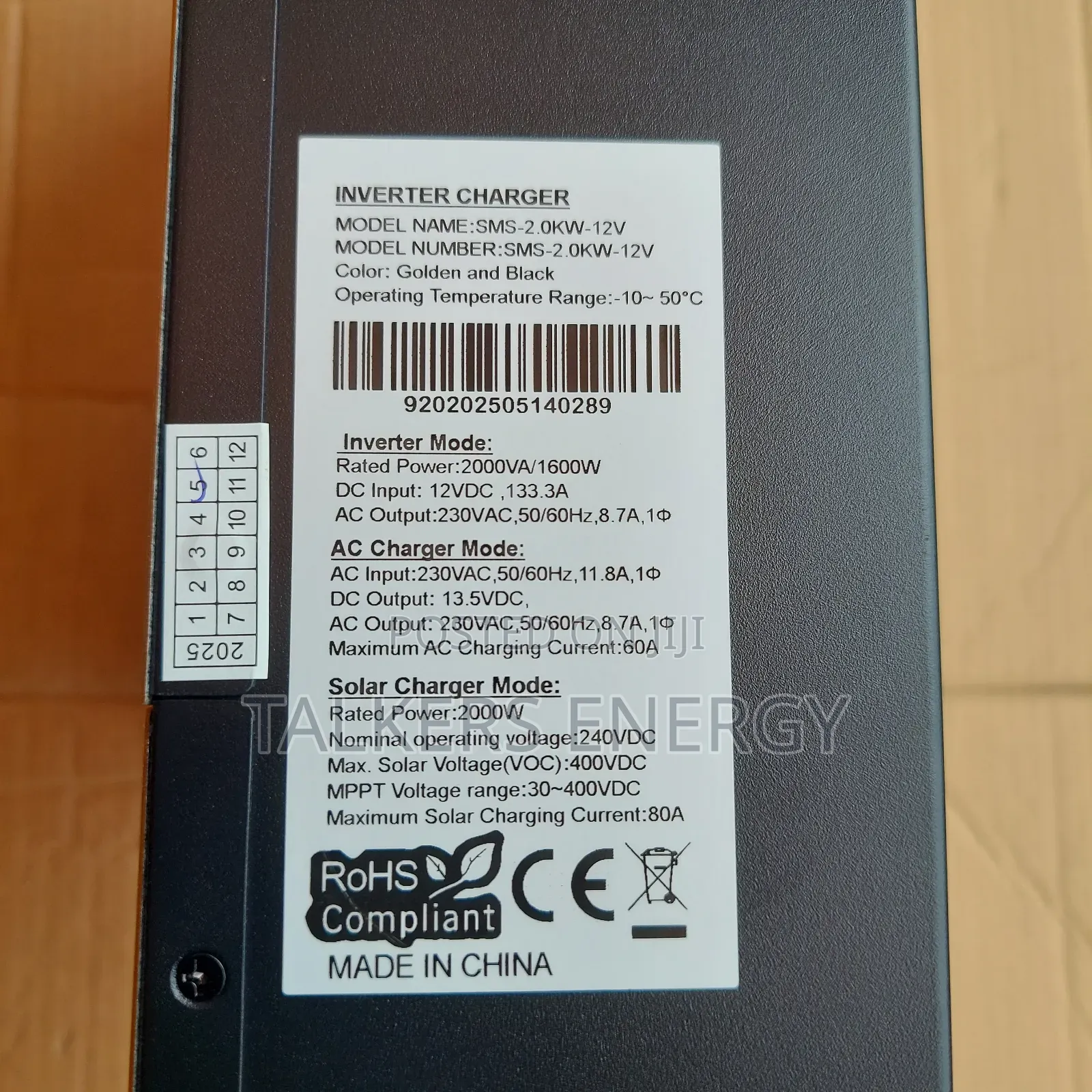 Hybrid Inverter 2kva 12v Suitable for Tubular, Lithium, Agm