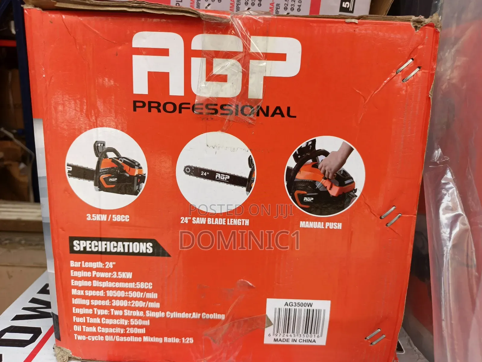 Agp Professional Gasoline Chain Saw, Model Ag3500w