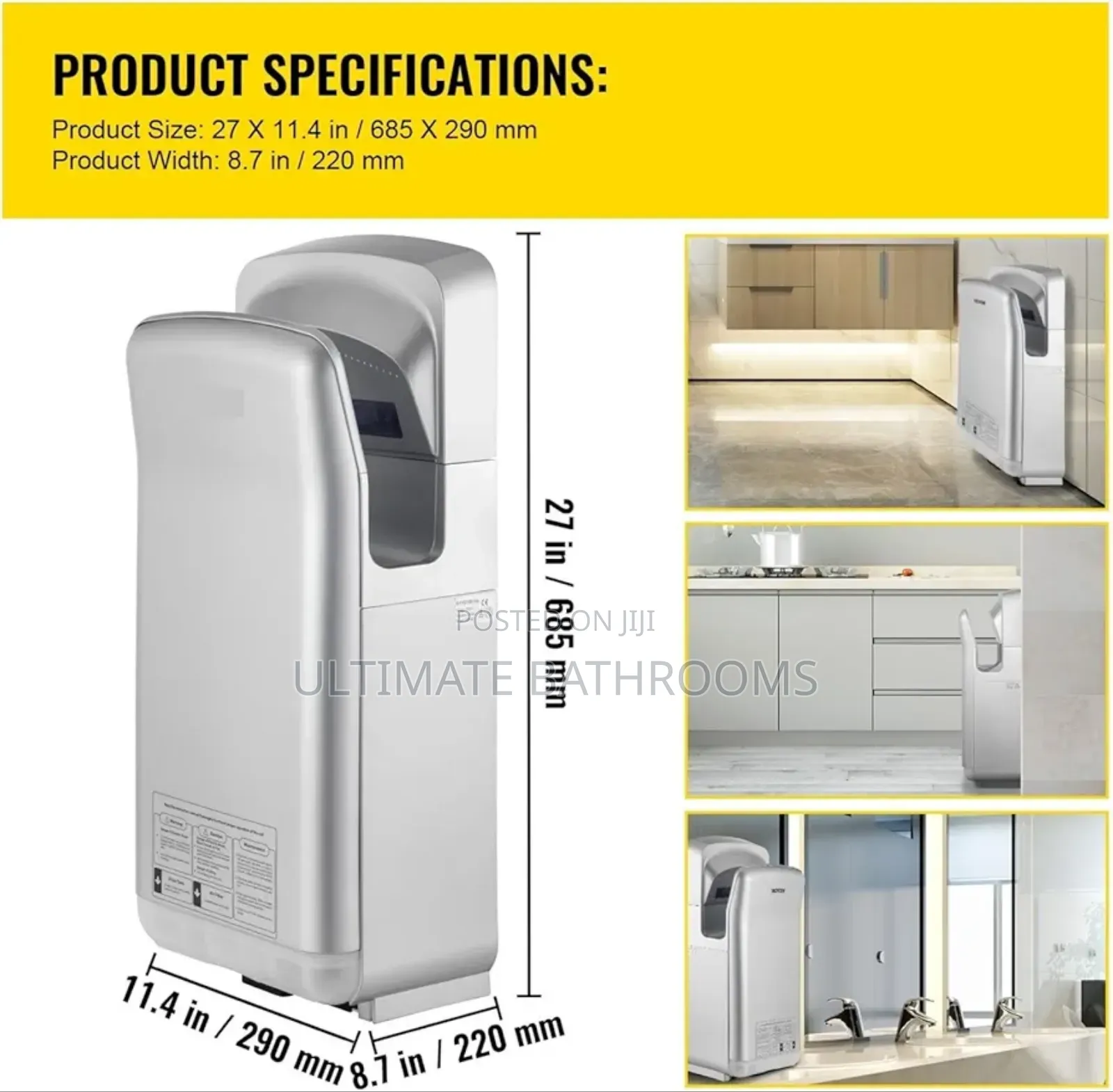Ash Colour Industrial/Jet Hand Dryer