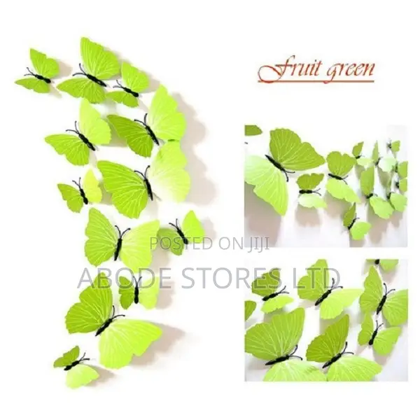 Green 3d Butterfly Wall Sticker - 12pcs