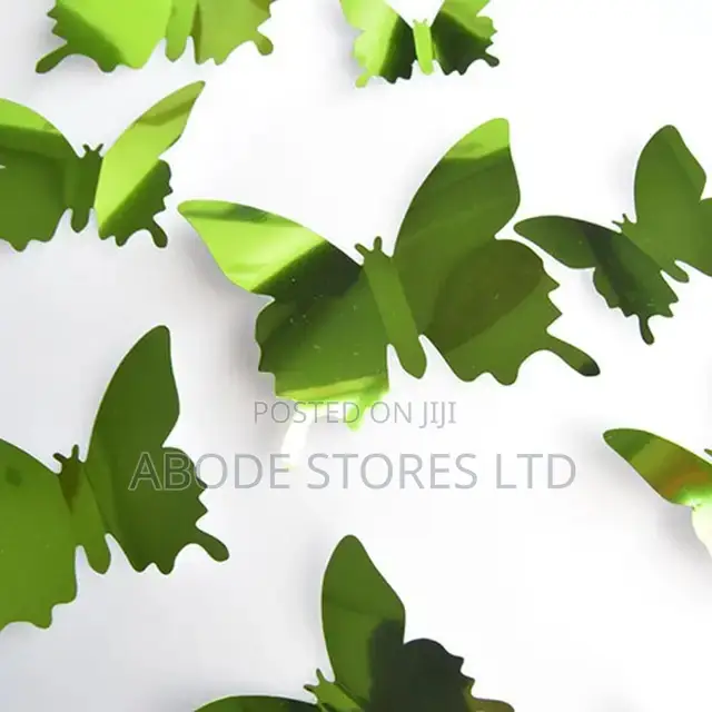 3d Mirror Wall Butterflies Stickers Green
