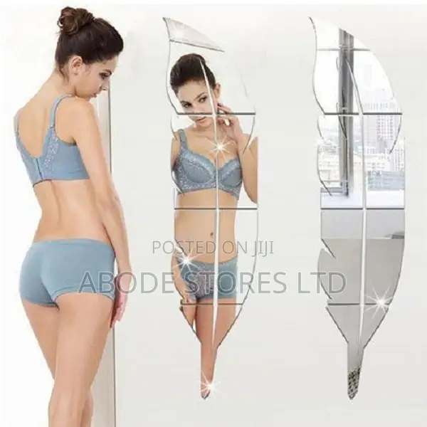 Removable 3d Acrylic Feather Shaped Diy Wall Mirror