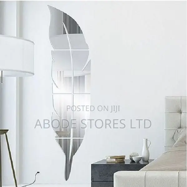 Removable 3d Acrylic Feather Shaped Diy Wall Mirror