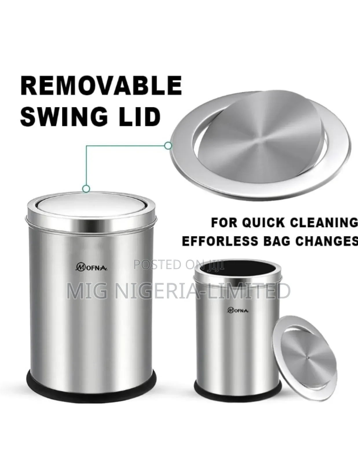 Stainless Steel Swing Lid Dustbin Garbage Bin,Trash Can With Removable