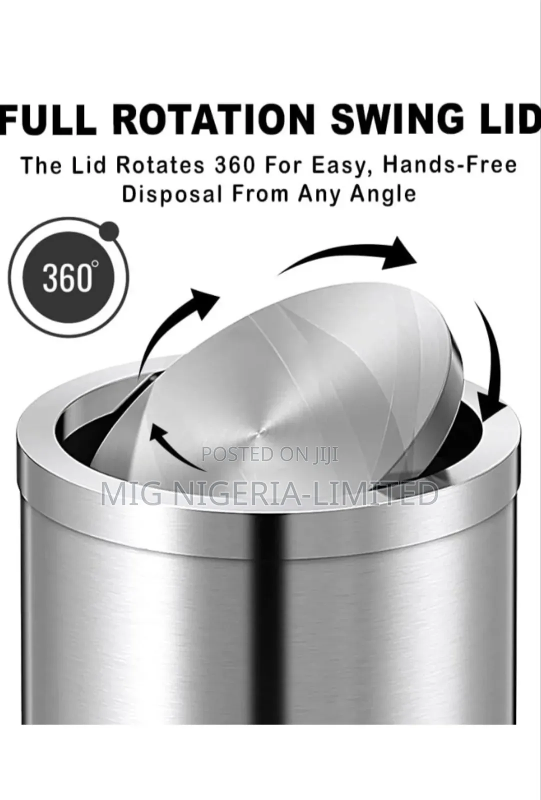 Stainless Steel Swing Lid Dustbin Garbage Bin,Trash Can With Removable