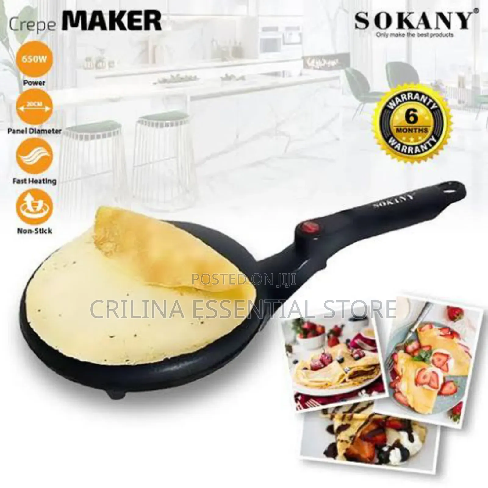 Sokany Electric Non Stick Pancake Crepe Griddle Baking Machine