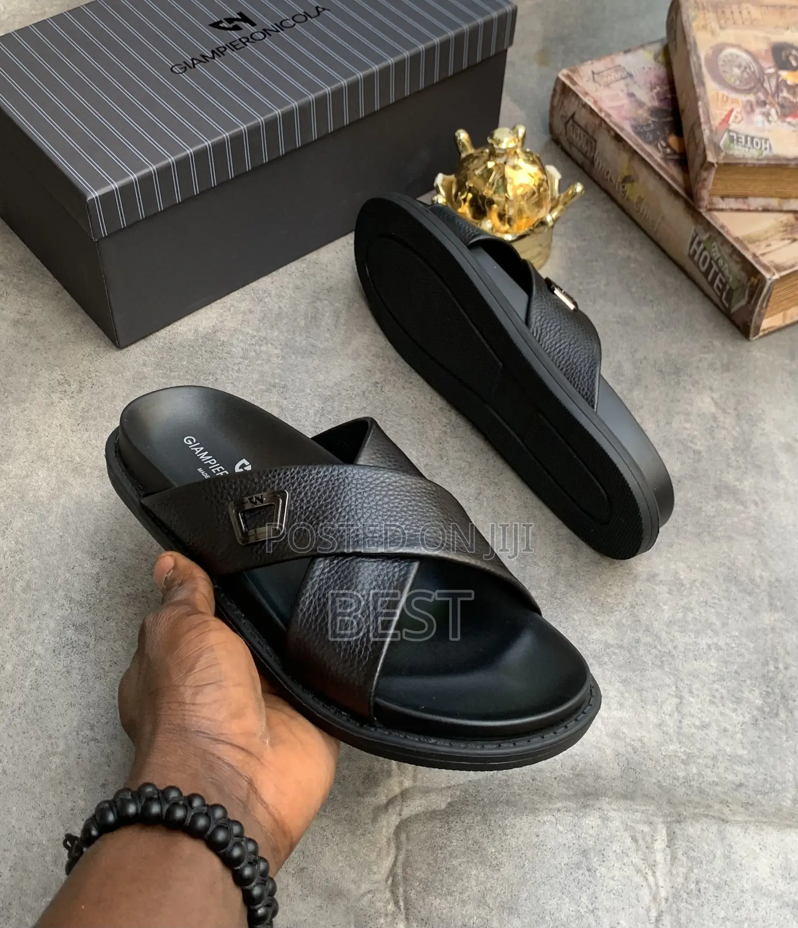 High Quality Italian Men's Luxury Slippers Pure Leather