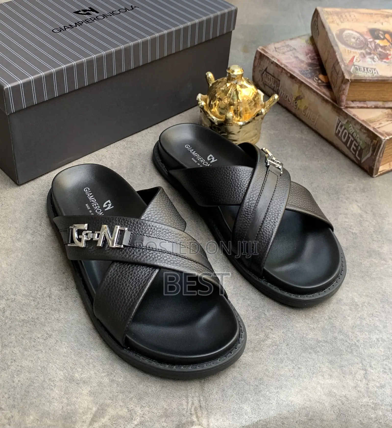 High Quality Italian Men's Luxury Slippers Pure Leather